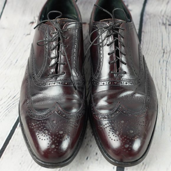 French Shriner Sterling Leather 11D Wingtip Brogues Oxford Mens Dress Burgandy main image 11